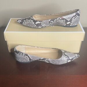 MICHAEL Michael Kors Black and Gray Snakeskin Flats